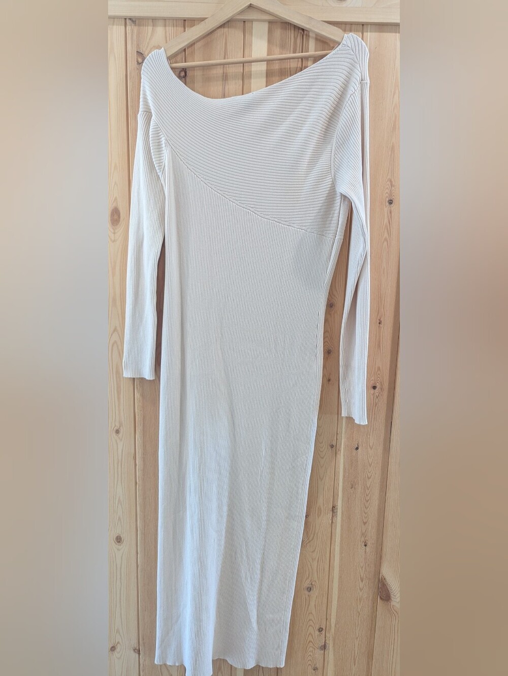 Dynamite Ribbed Asymmetrical Long Sleeve Midi Dress - Picture 4 of 9